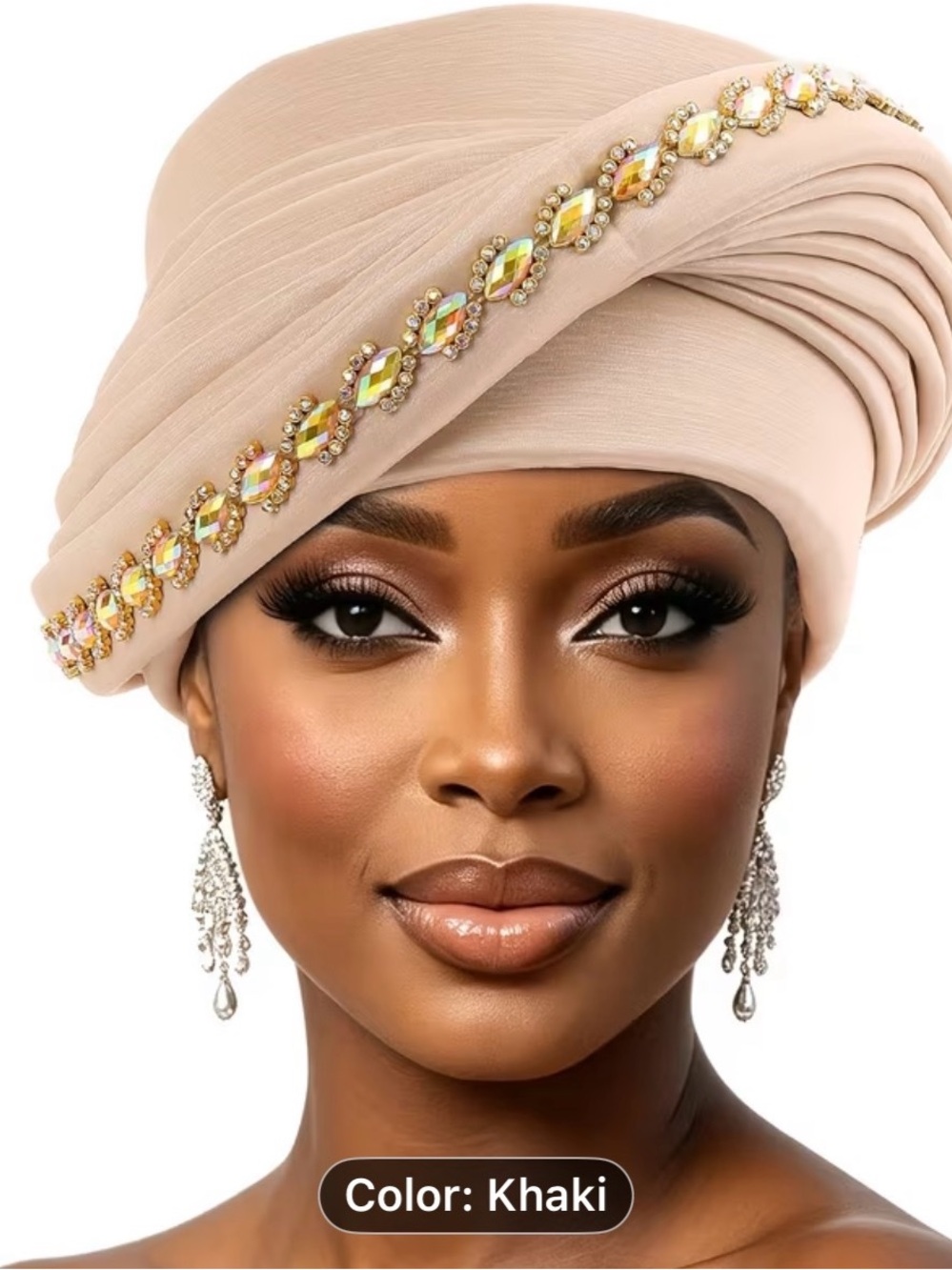 Khaki Embellished Headwrap